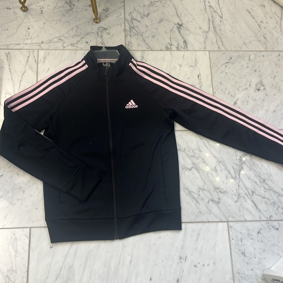 Adidas Black Track Jacket with Pink Stripes - Picture 4 of 12